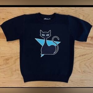 Astro Bettie, Atomic Bettie Cat Arrow Black Sweater shirt Size S/M/L